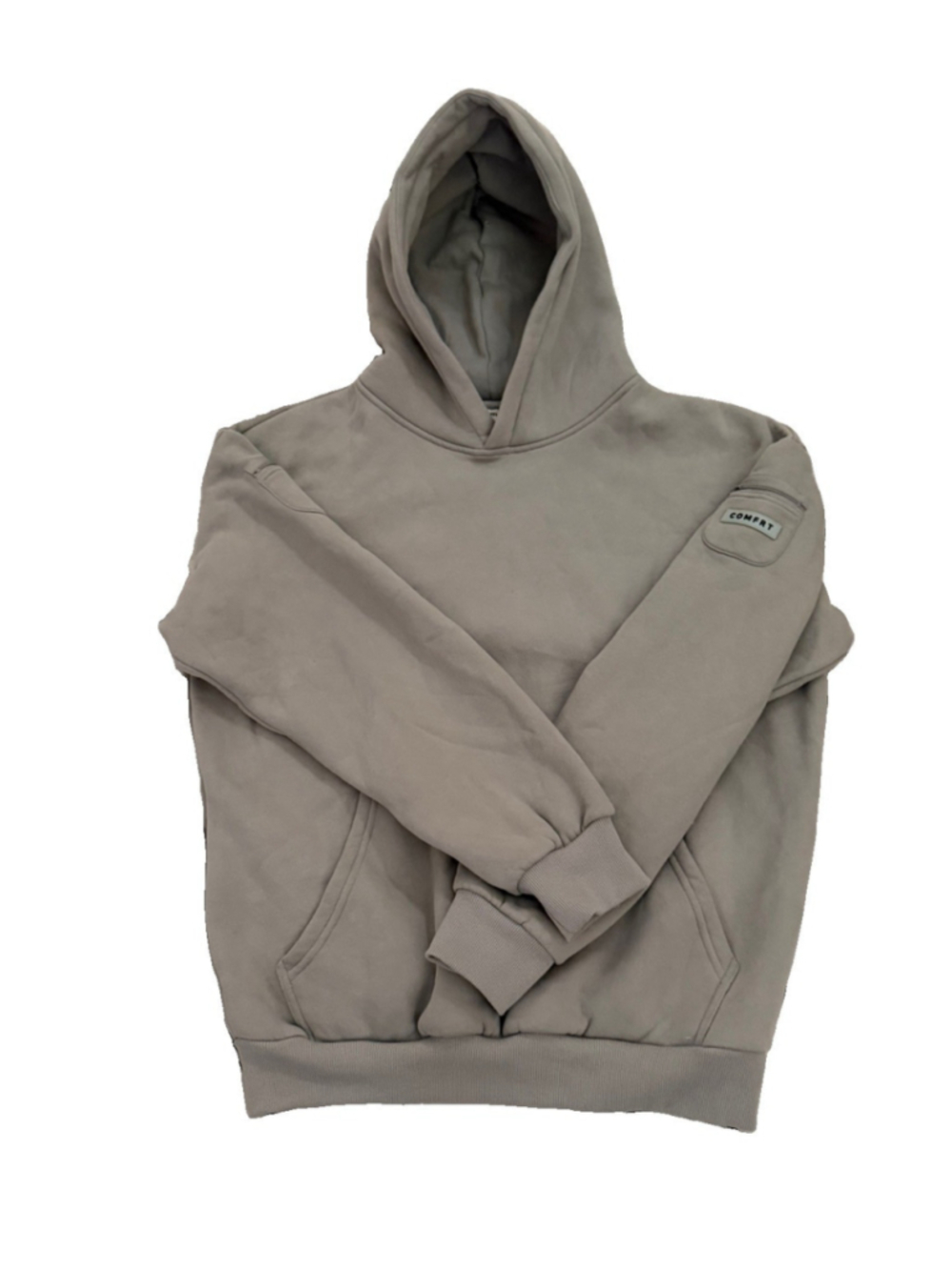 Comfrt Travel Essentials Hoodie Unisex Size M Pockets Travel Oversized Stone